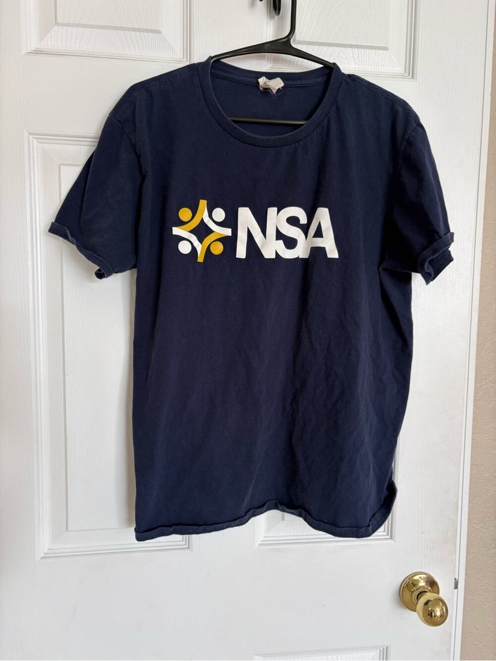 NSA Logo Graphic T-Shirt Navy Blue 100% Cotton Short Sleeve Adult Large Unisex